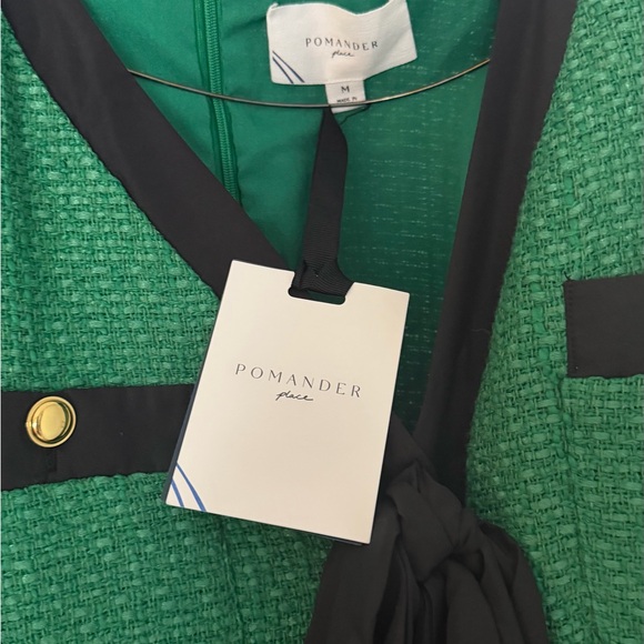 Pomander Place Emerald Green Dress with Black Ribbon Detail - Picture 3 of 5